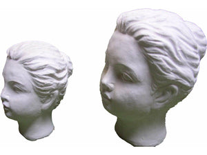 Tuinbeeld vrouw hoofd  set van 2 (Wit)
