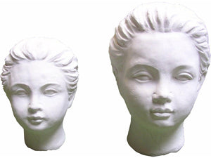 Tuinbeeld vrouw hoofd  set van 2 (Wit)