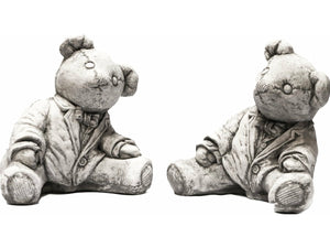 Tuinbeeld Set van  2 beren (Wit/gepattineerd)